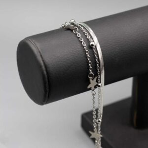دستبند سه لاین ماری توپی سه ستاره استیل
