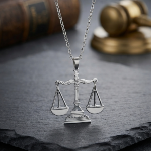 گردنبند استیل ترازوی عدالت زندگی